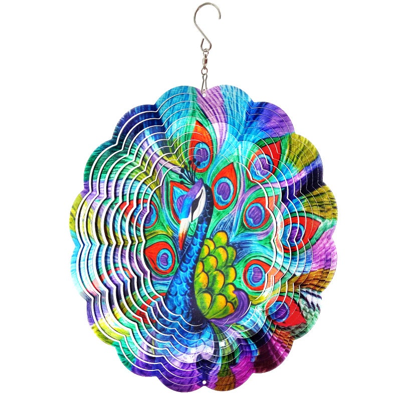 FONMY Wind Spinner Stainless Steel 3D Hanging Garden Decoration for Indoor Outdoor Metal Wind Spinners Peacock-12inch - Image 1